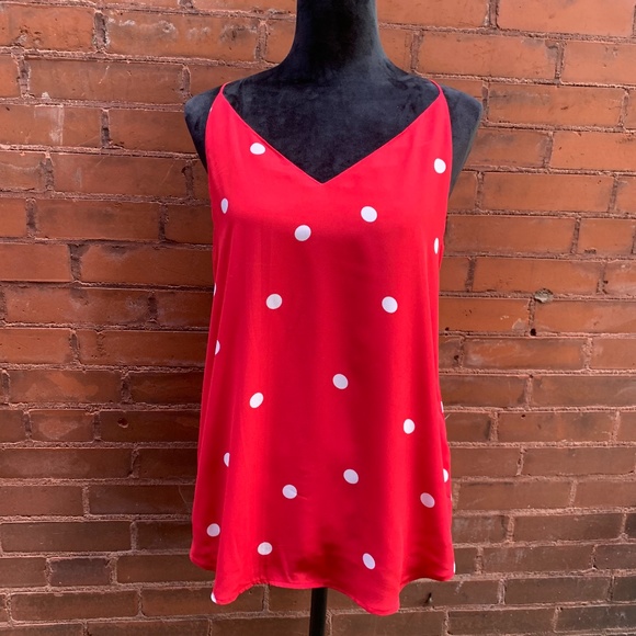 LOFT Red Polka Dot Tank Top - Picture 1 of 10